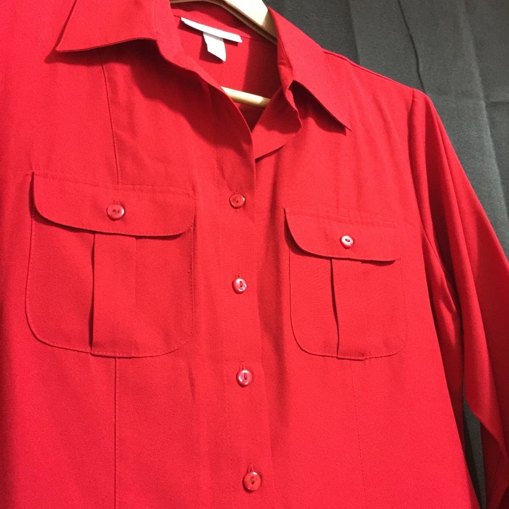 Beautiful Red button down Blouse - Picture 2 of 4